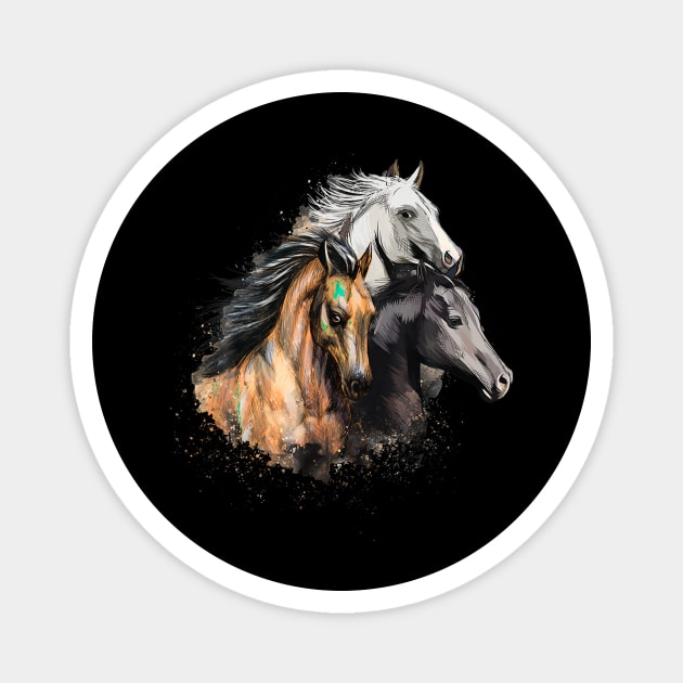 3 Horses Horse Animal Lover Horseman Equestrian Riding Magnet by Hot food